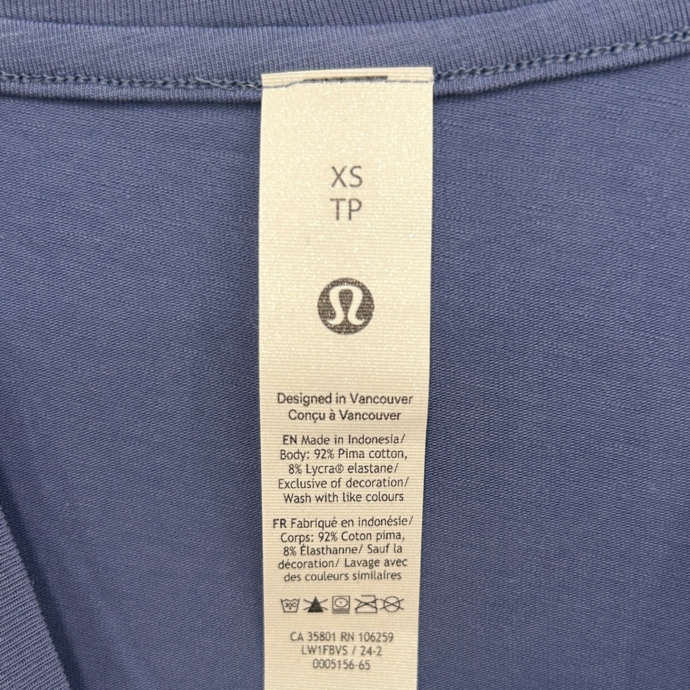 NWT Lululemon Athletica Long Cotton Crewneck Blue Tank Top - Picture 4 of 6